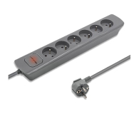 QOLTEC Listwa zasilająca - 6 gniazd, 1.8m, szara 50277 - 1122537 - zdjęcie 1